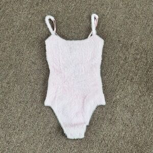SKIMS Feathery Intimates Bodysuit Baby Pink XS BD-THG-3812 Fuzzy Eyelash Knit